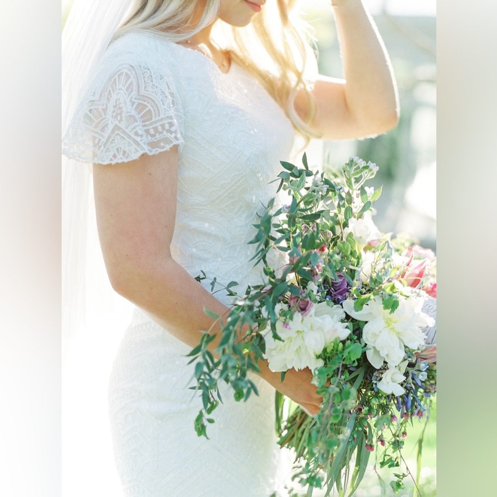 Lis Simon - custom beaded lace wedding gown - Picture 7 of 8